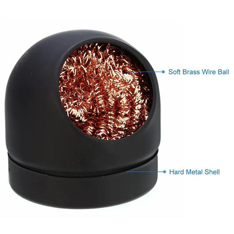 MMOBIEL soldering tip cleaner with brass wire ball in black hard-shell holder