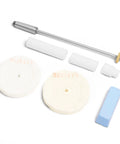 Woodworking Lathe Buffing System Two Step 4 Inch Wheel Buffing Mandrel with MT2 Morse Taper Mounts components displayed
