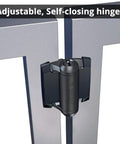 Heavy Duty Self Closing Gate Hinges With Adjustable Tension For Pool Safety Fences, Square Black Metal Hardware close-up view