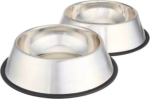 Stainless Steel Non Skid Dog Food And Water Bowls Set Of 2 For Pups, Dishwasher Safe, Rust Resistant, 38 Ounce Capacity Per Bowl
