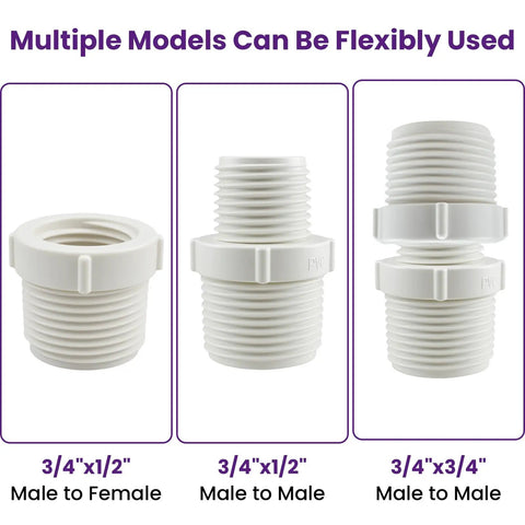 16 Piece PVC Pipe Fittings Reducer Bushing Coupling From Half Inch To Three Quarter Inch, Male To Female And Male Fittings