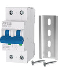 DC Miniature Circuit Breaker 1000V DC 25A Two Pole For Solar PV And Battery Power Systems DIN Rail Mount Or Surface Mount DC Disconnect Switch