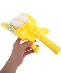 Pro Paint Edger Roller Kit with Extension Pole and Replacement Brush for Sleek Baseboard and Trim Lines, yellow handle and roller in hand