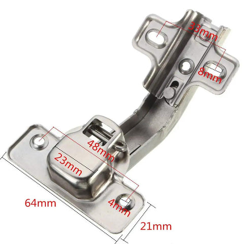 135 Degree Corner Folded Cabinet Door Hinge for Kitchen and Bathroom Cabinets Nickel Plated Iron Silver Finish Two Hole Base 1mm Thick