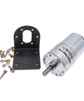 Heavy Duty DC Gearmotor Designed With High Torque Output In 12V Or 24V Specs, includes mounting plate and screws.