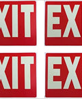 Glow In The Dark Exit Sign 4 Pack, Photoluminescent Plastic Signs 12 By 8 Inches, red background with white EXIT text
