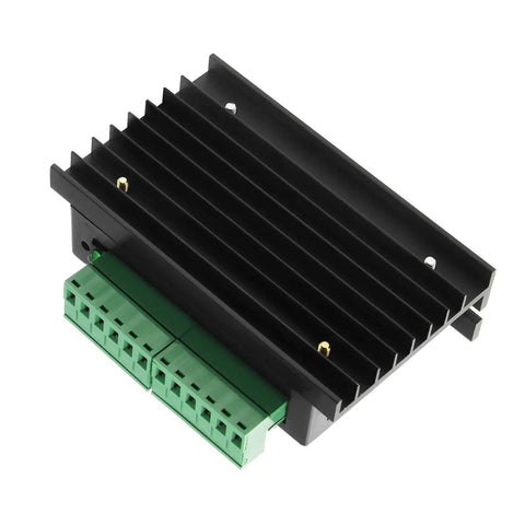 TB6600 Stepper Motor Driver 4A 9 To 42V For NEMA 17 CNC Controller with green terminal connectors, top view