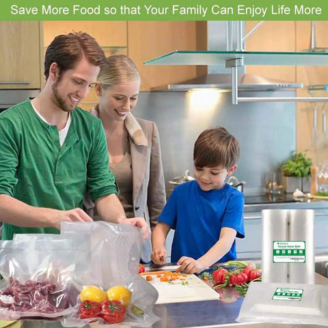 Six Pack Vacuum Sealer Bags Rolls In Two Sizes 8 By 20 Inches And 11 By 20 Inches BPA Free Puncture Resistant Universal Clamp Style