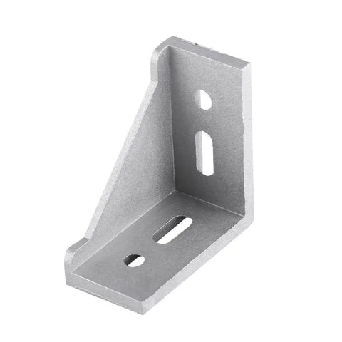 Sturdy Aluminum Corner Bracket Set 58x58x28mm L Shaped Right Angle Braces With 4 Oval Mounting Holes, single bracket view