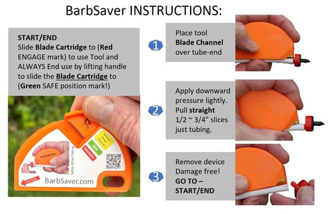 Drip Irrigation Cutter Tool For One Quarter Inch Micro-Drip Tubing Quick Safe Slice instructions showing ergonomic design.