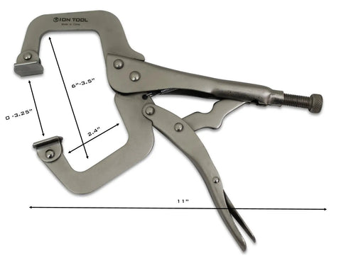 Six Pack 11 Inch C Clamp Locking Pliers With Swivel Pads, Heavy Duty Locking Pliers, 3.25 Inch Jaw Opening, High Grade Heated Alloy Steel