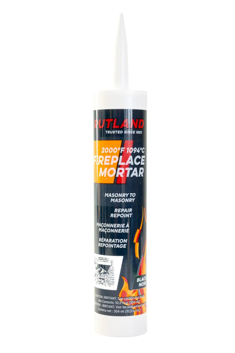 Fireplace Mortar Cartridge For Firebrick Repair, 10.3 Fl Oz, Black, High Heat Cure Formula, interior use, 2000 F rated.
