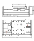 Technical drawing of Shop Grade Heavy Duty Linear Stage With Dual Guide Rails And Precision Ball Screw Drive dimensions and details.