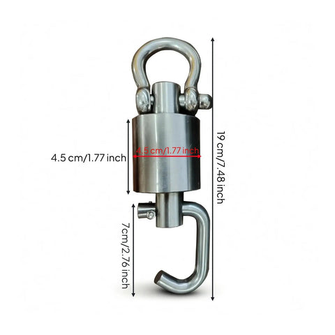 Heavy Duty Stainless Steel Swivel Rotation Joint Goes Like Butter For Dockside Hoists Workshop Rigs And Nautical Gear No Sweat Rust Proof Connector Fits Size Two Tubing, measuring 19 cm tall.