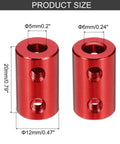 Rigid Screw Coupling For 5Mm To 6Mm Shafts Shaft Coupler Connector L20Mm X D12Mm Aluminum Alloy Joint Set For 3D Printers DIY Encoders Red