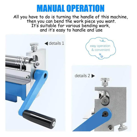 Manual operation details of Heavy Duty 12.6 Inch Slip Roll Bending Machine with Removable Rollers for Metal Plates