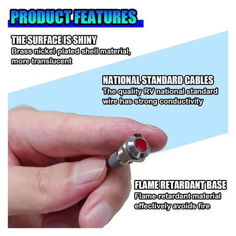 8mm Panel Mount Red LED Indicator Light for 12V 24V Vehicles Low Power Dash Signal Lamp With 8mm Mount Hole and About Five Point Six Six Inch Wires Easy Install for Cars Trucks RVs Boats, red lens in hand