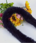 Lux Real Rabbit Fur Trim Pelt In Black 3m Long By 6cm Wide Premium Rabbit Hide Skin Fur Trim with Flowers