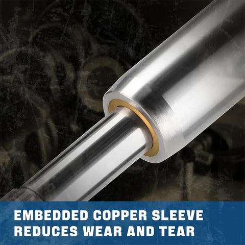 Close-up of industrial dial indicator shaft with embedded copper sleeve, showing smooth motion for precision machining.