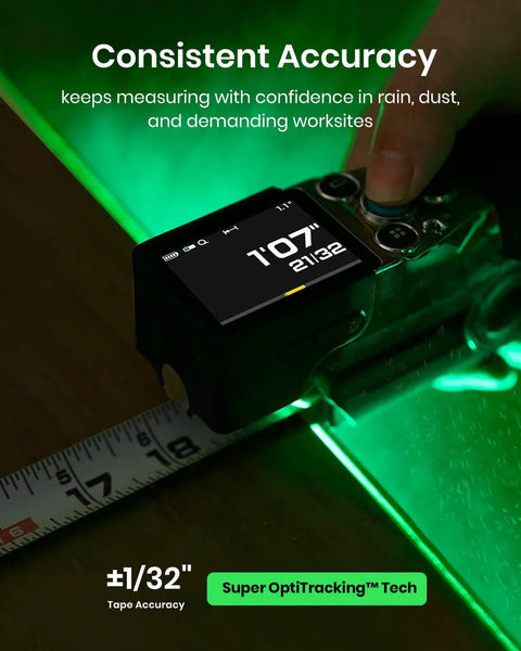Digital Tape Measure And Laser Distance Meter Combo For Pro And DIY Use With 12ft Digital Tape And 330ft Laser Range Perfect For Home Improvement Construction Woodworking And Long Distance Measuring, digital tape on wood
