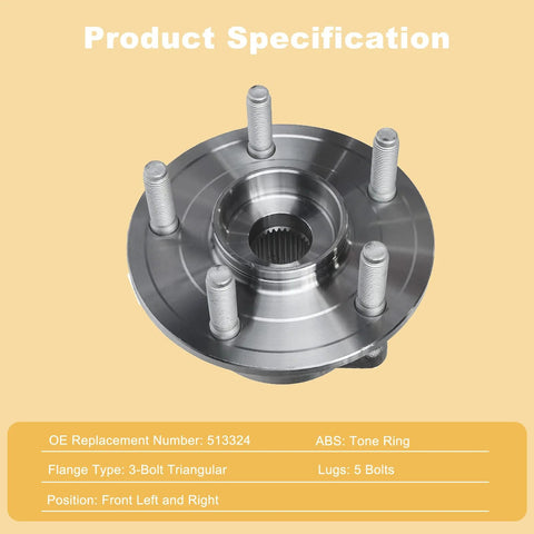 Pair Of Front Wheel Bearing And Hub Assemblies 513324 For Durango And Grand Cherokee 2011 To 2024 2011 To 2022 WK displayed