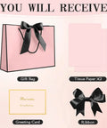 Medium Gift Bag With Handles For Every Occasion, 12.6x9.8x4.3 Inches Black Pink Gift Bag Includes Two Tissue Papers And One Card