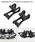 Universal Bike Pedal Straps With Toe Clips Adjustable Anti Slip Foot Cages, showing black toe clips and adjustable bands.