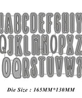 Shadow 26 Capital Letters Metal Cutting Dies For Card Making Kit with alphabet and punctuation on a 165mm x 130mm sheet