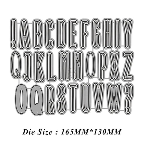 Shadow 26 Capital Letters Metal Cutting Dies For Card Making Kit with alphabet and punctuation on a 165mm x 130mm sheet