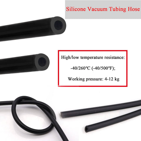 6.6 Ft Silicone Vacuum Hose For Automotive High Temperature 130 PSI Three Eighths Inch Inner Diameter 10mm Outer Diameter 16mm Black