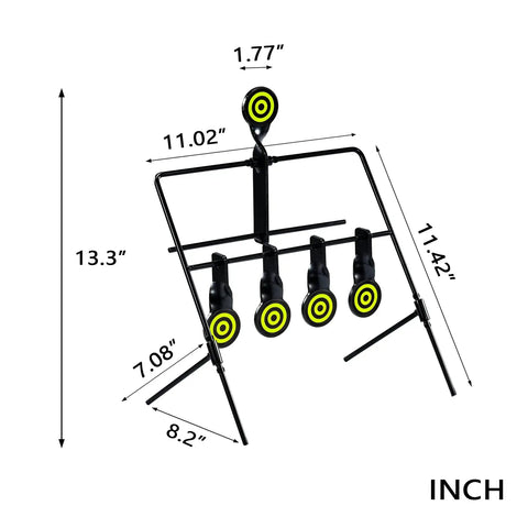 Resetting Steel Target Set For Airsoft BB Guns And Rimfire Caliber 22 And 177 with dimensions for shooting practice