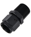 Beefy 6AN Female to 3/8 NPT Male Swivel Aluminum Fitting Black Anodized 6061-T6, High Pressure 1500 PSI, Wide Temperature Range -60C to 300C, Rugged Aluminum Quick Connect for Serious Performance Builds., black anodized swivel fitting