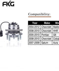 Front Wheel Bearing Hub Assembly For 2004-2012 Chevy Malibu ABS, 2005-2010 Pontiac G6 ABS, 2007-2009 Saturn Aura ABS, 2008-2010 Chevy Cobalt HHR SS Only Replacement Wheel Hub Assembly with compatibility table