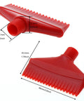 Red plastic fan nozzle from 5-In-1 Wind Jet Air Nozzles Set for Industrial Cooling and Blowing, with dimensions labeled