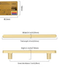 Dimensions diagram for Gold Cabinet Pulls 5 Inch Center To Center 6.4 Inch Overall Length Brushed Gold Drawer Hardware