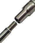 Close-up of galvanized 6mm thread for polespears, part of Galvanized 3 Prong Flat Trident For Spearfishing Freediving And Scuba Diving.