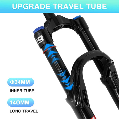Beefed Up Air Suspension Fork for XC AM Mountain Bike 26 27 Point 5 29 Inch Upgraded 34mm Stanchions 140mm Travel