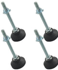 Heavy Duty M10 Thread Adjustable Furniture Leveling Feet Solid Steel Nylon Legs With Thick Rubber Bottoms To Kick The Wobble Off Tables Chairs And Cabinets Set Of 4 Pieces in close-up view.
