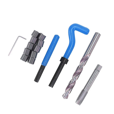 1.25 Thread Repair Kit With Inserts And Tools For Auto And Mechanical Repairs Complete Blue Toolset With Premium High Speed Steel Bits Durable Plastic Handle For Quick On Site Fixes And Maintenance, threaded inserts and drill