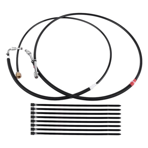 Ultimate Fuel Line Kit For Chevy Gmc 4.3L 5.0L 5.7L 7.4L C/K 1500/2500 Trucks 88-96 Total TBI Supply Return Hose Upgrade Complete Set, black fuel hoses with metal fittings and zip ties