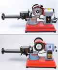 125mm Woodworking Circular Saw Blade Grinder Sharpener with 110V 250W motor, red base, adjustable angle rotary tool.