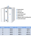 Rock Solid Compact Air Cylinder acting as a smooth operator pneumatic actuator with aluminum frame and detailed ports.