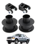 Ford F250 F350 Super Duty 4WD 2005-2023 2.5 Inch Front Leveling Kit with steel coil spring lift spacers and shock mount extenders