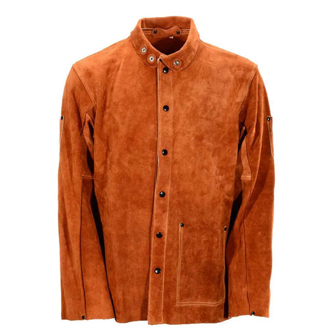 Flame Resistant Heavy Duty Leather Welding Jacket With Split Cowhide For Spark Protection And Heat Shield With Kevlar Thread Construction Pro Grade Gear For Serious Welders Extra Large Size