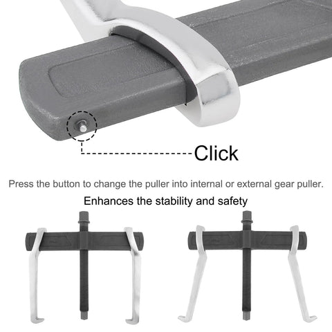 14 Inch Two Jaw Gear Puller Set with Adjustable Chrome Vanadium Steel Construction for Internal and External Pulling Reversible Jaw Design