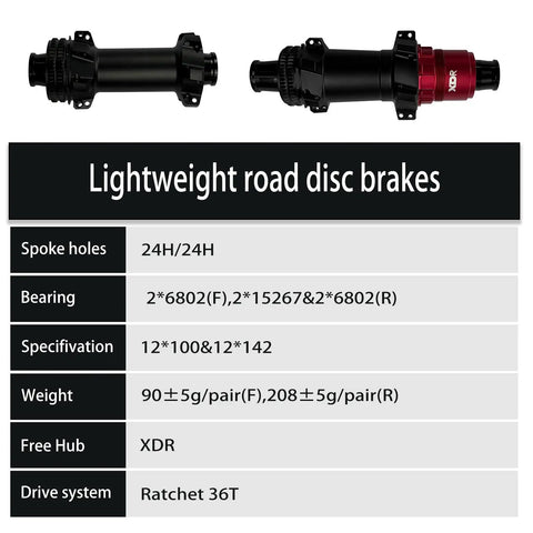 Lightweight disc brake hub specs for 700C Disc Brake Carbon Wheelset For Road Bikes Tubeless Ready Clincher 50mm Deep V Shaped Rim