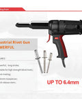 Heavy Duty Electric Blind Riveter 600 Watt Power Tool Built Tough With Long Stroke Handles Quarter Inch Aluminum And Steel Rivets Grinds Away Fast For Real Pro Results Every Time with accessories and features.