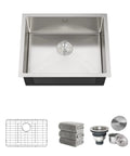 Undermount Wet Bar Sink 15x17 Inch Single Bowl 16 Gauge Stainless Steel Kitchen Prep Sink With Grooved Drain Design Includes Bottom Grid Drain Assembly Cap And Towel Bundle