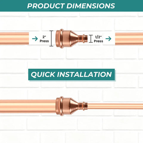 50 Pack Copper Press Reducer Couplings 2 Inch To Half Inch LF Brass Fittings dimensions with quick installation guide on copper pipes.
