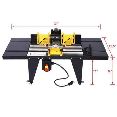 Heavy Duty Benchtop Router Table Packs A Rock Solid Cast Iron Top And Tight Adjustable Fence For Precision Woodworking, 34-inch surface.